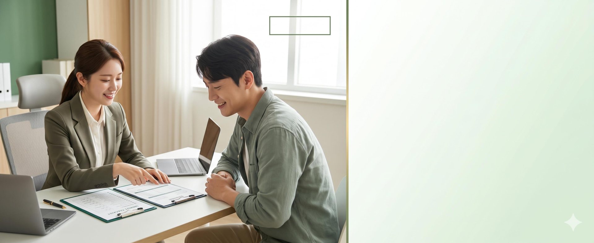 온나라이삿짐센터 상담 직원이 고객과 이사 견적을 상담하는 모습